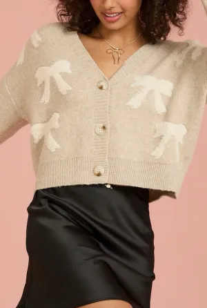 All over bow crop cardigan 