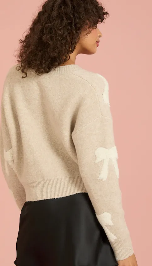 All over bow crop cardigan 