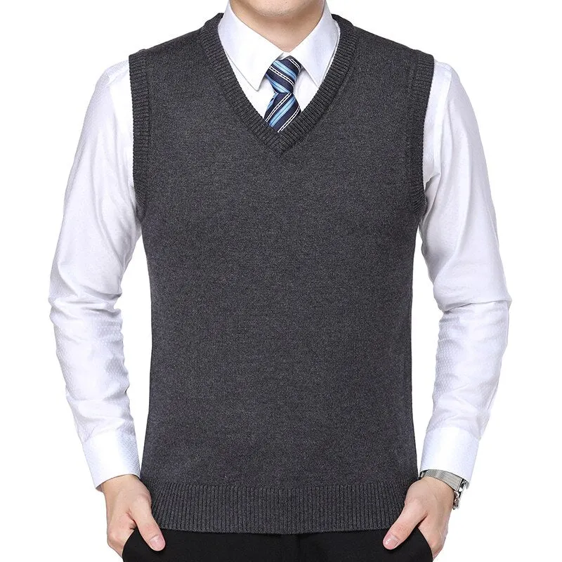 Angelo Ricci™ Brand Knitted Wool Sleeveless Vest Pullover Sweater