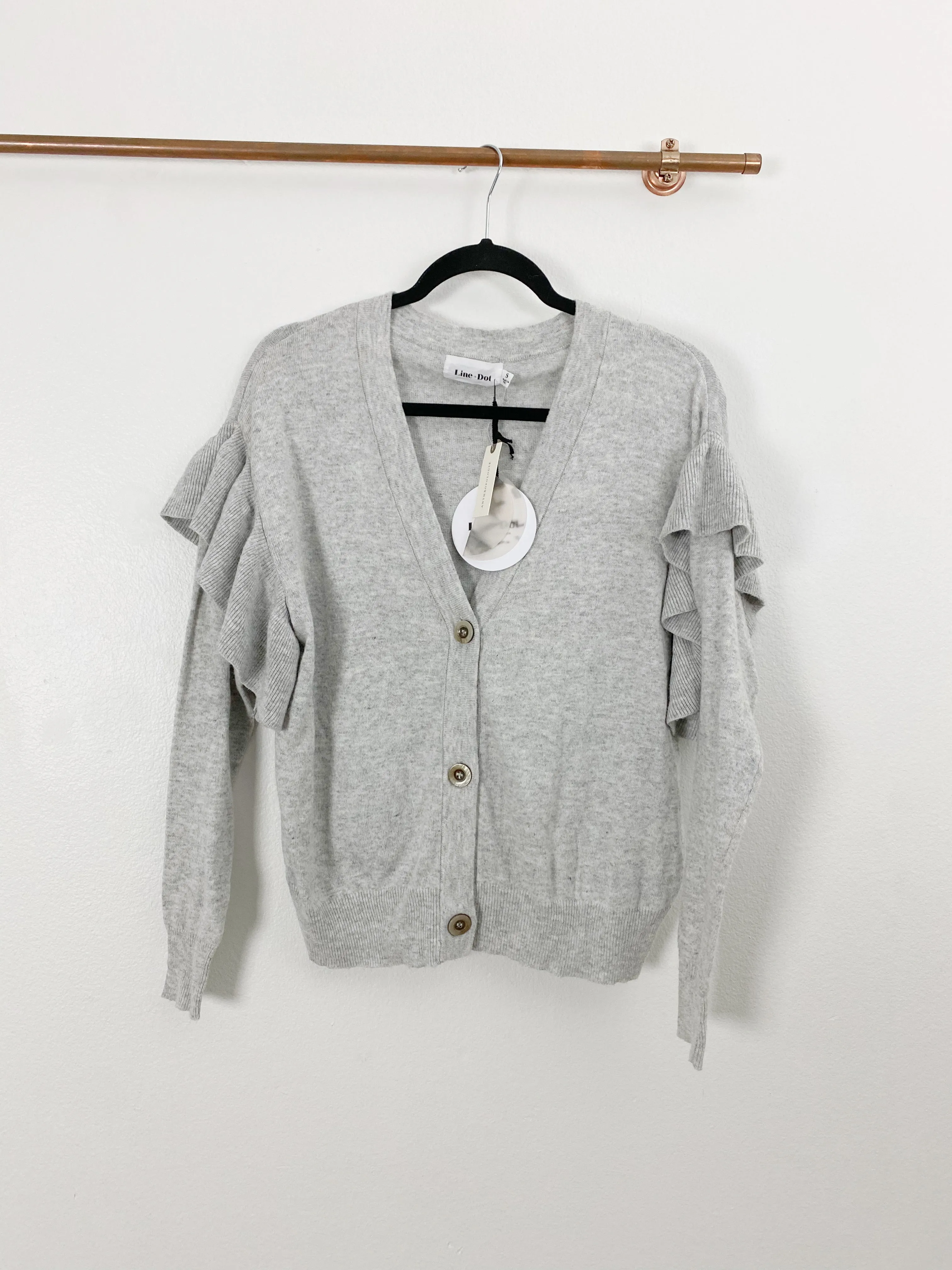 Anthropologie Line   Dot Ruffle Cardigan NWT Small