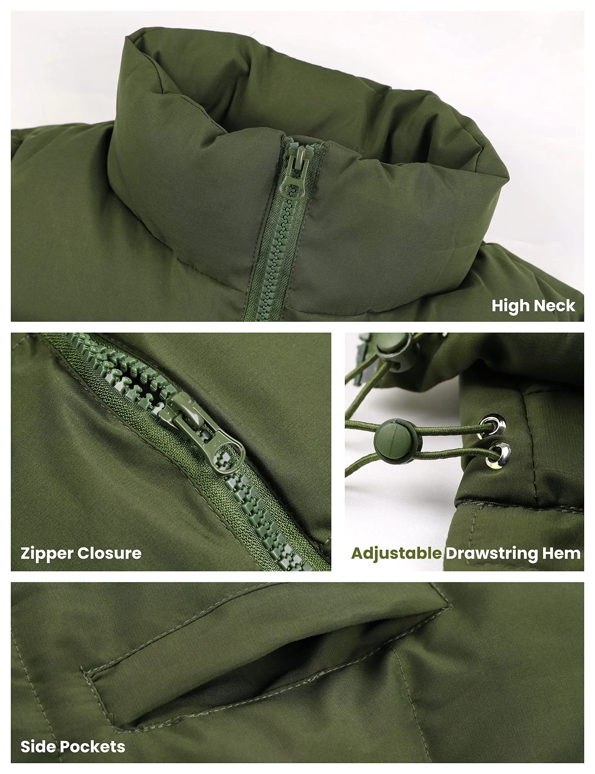 Brown Womens Zip Jacket Coat Up Puffer Vest Stand Collar - Athlisan