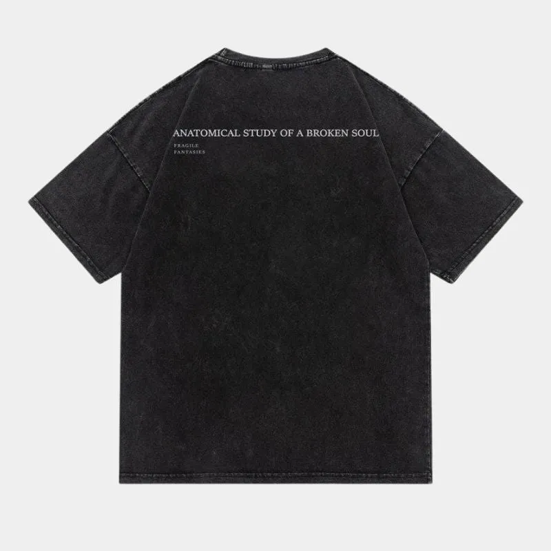Butterfly Heart | Skeleton Print Washed T-Shirt