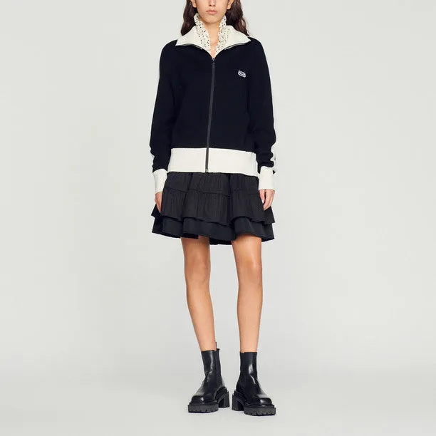 Cardigan court bicolore