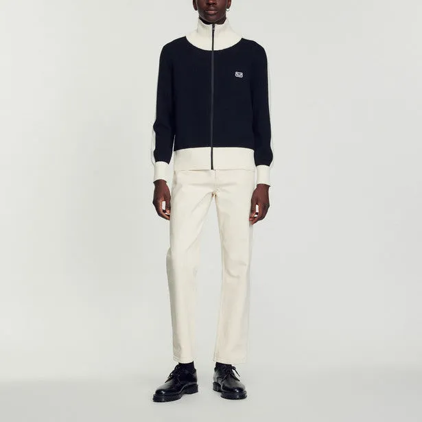 Cardigan court bicolore