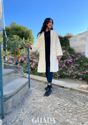 Cardigan décolleté en maille fine en blanc cassé