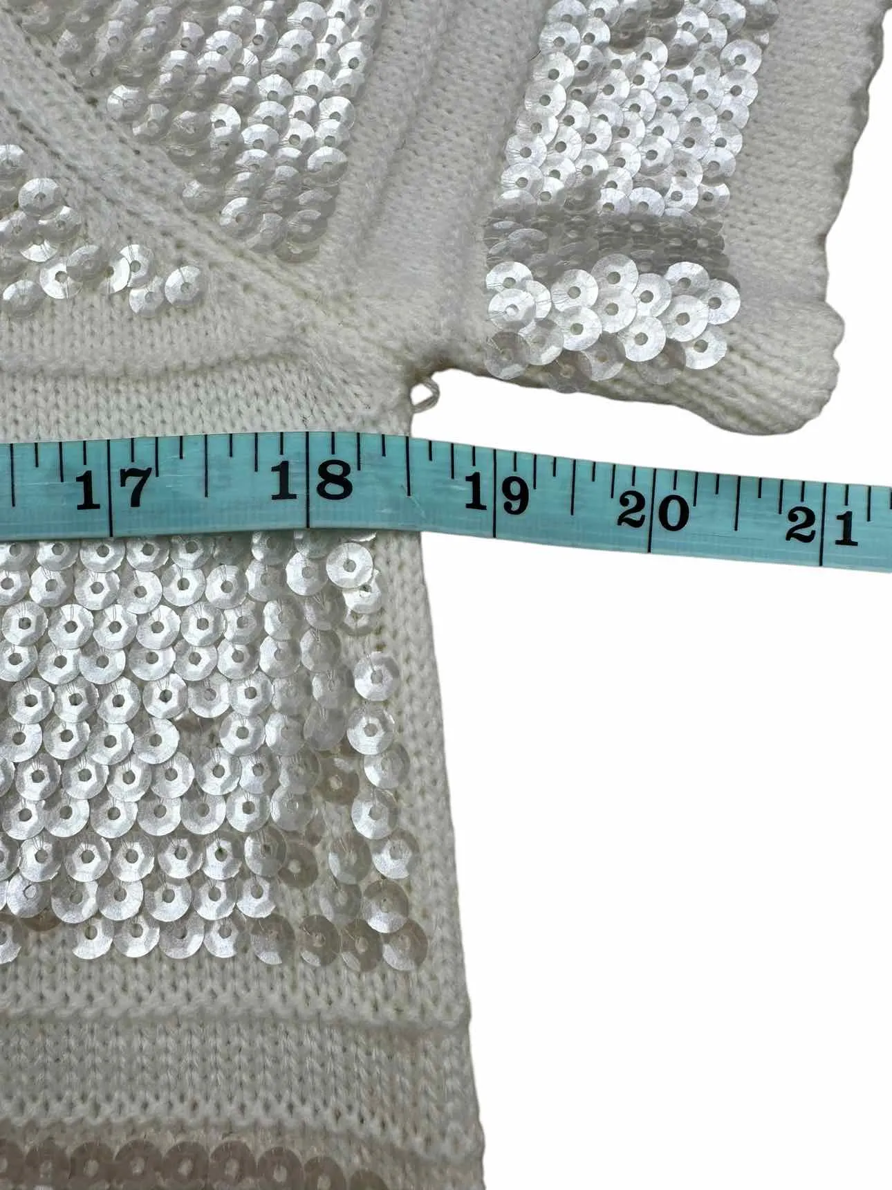 Catherine Malandrino Cream Sequined Sweater Dress Size M