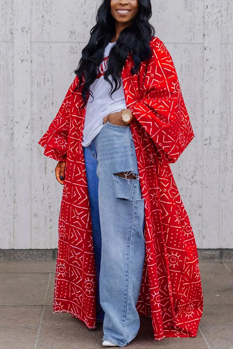 CE239 Graphic Long Cardigan