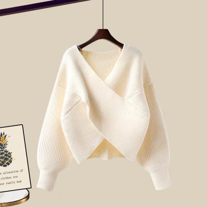 Chic Cross Knit Sweater Dress Set