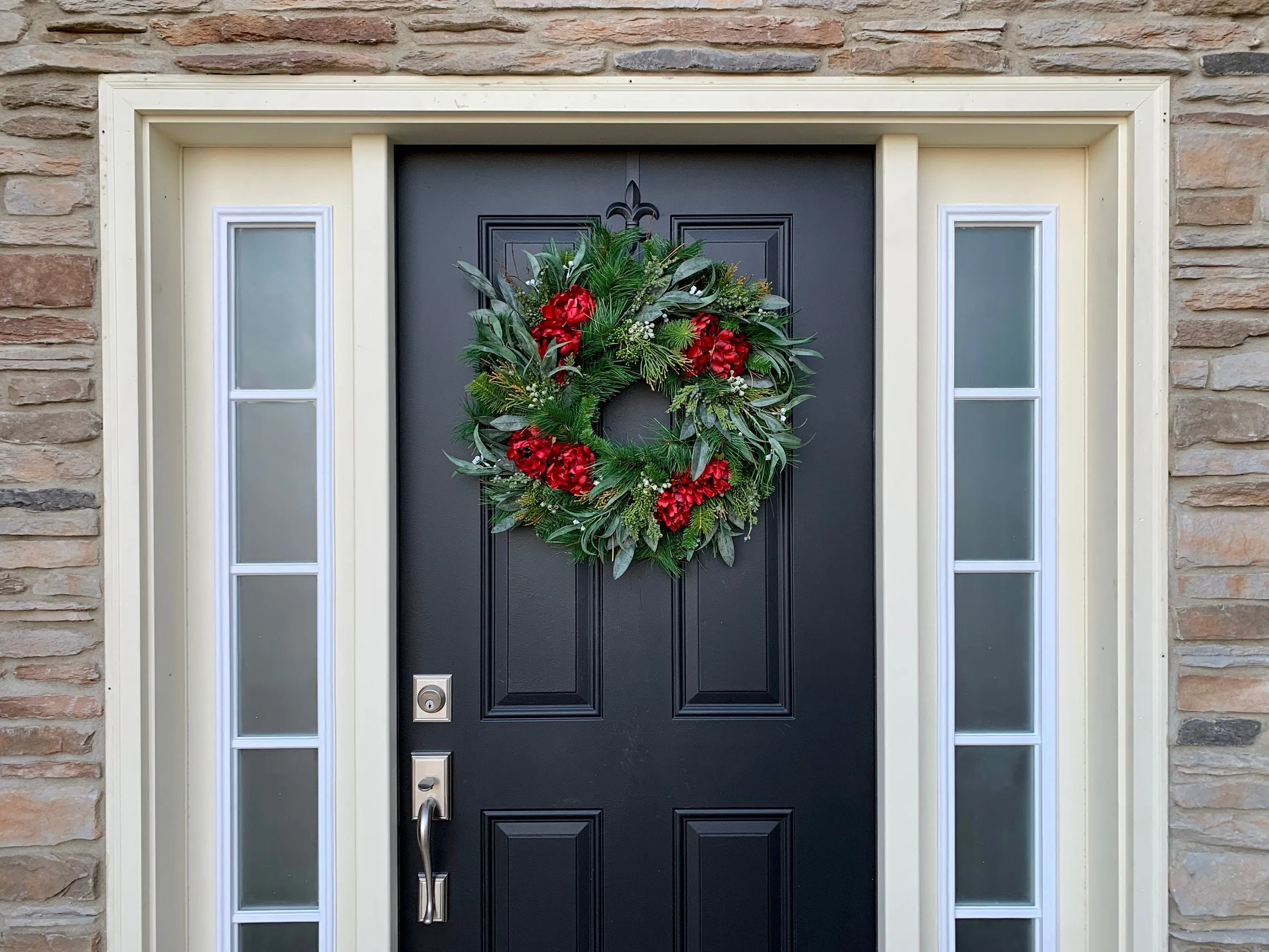 Christmas Red Peony and Pine Wreath