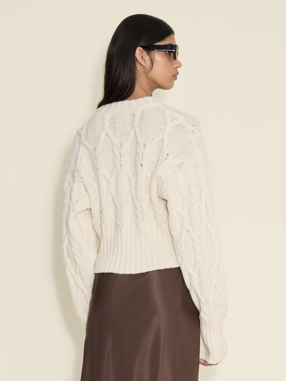 Chunky Cable Cardigan - Ecru