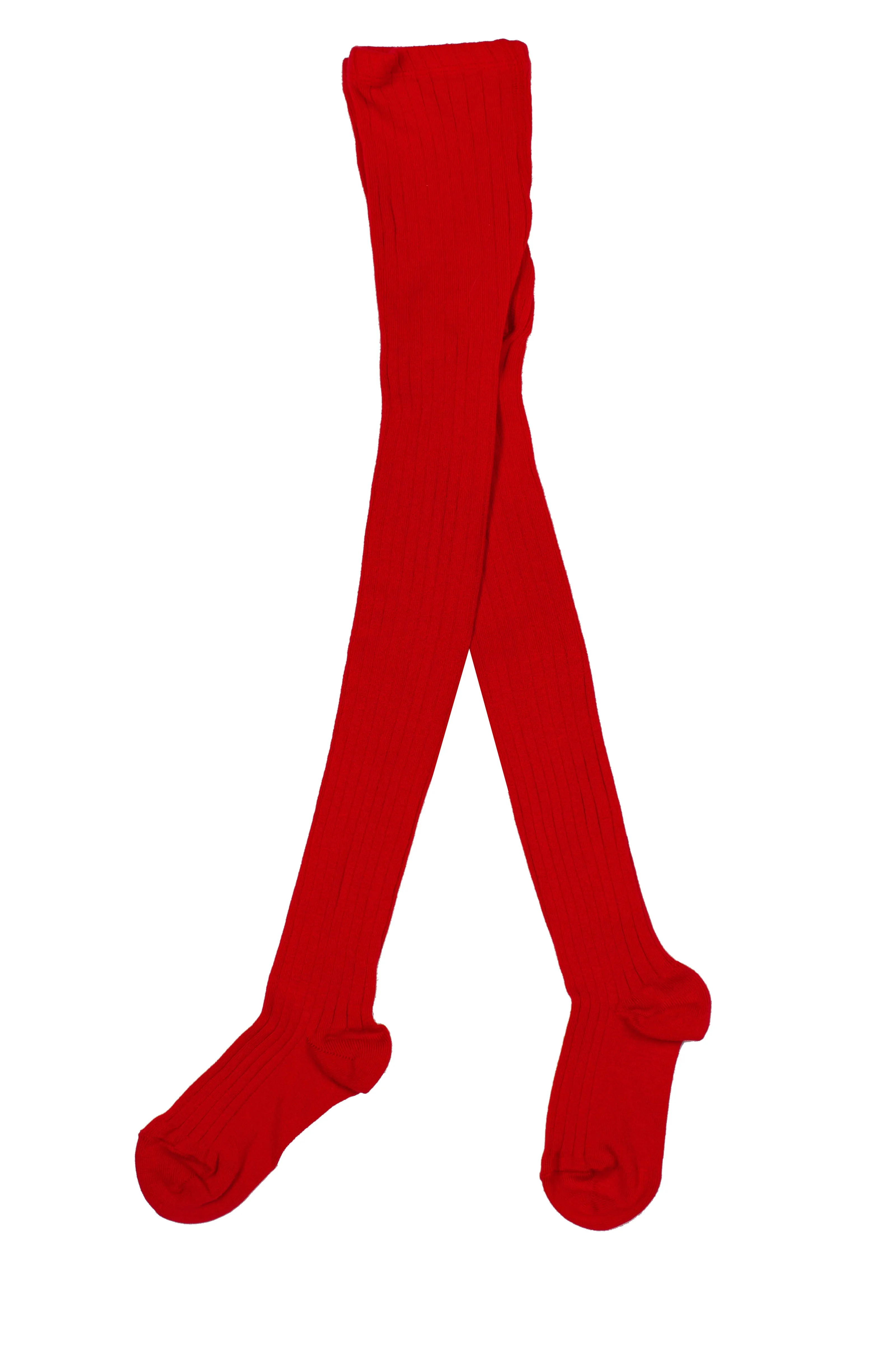 Cotton ribbed tights - Red