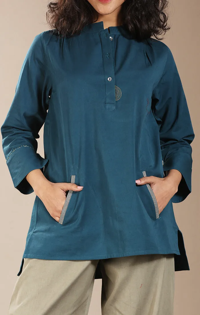 Cotton Twill Top - Pine Green or Crimson Red
