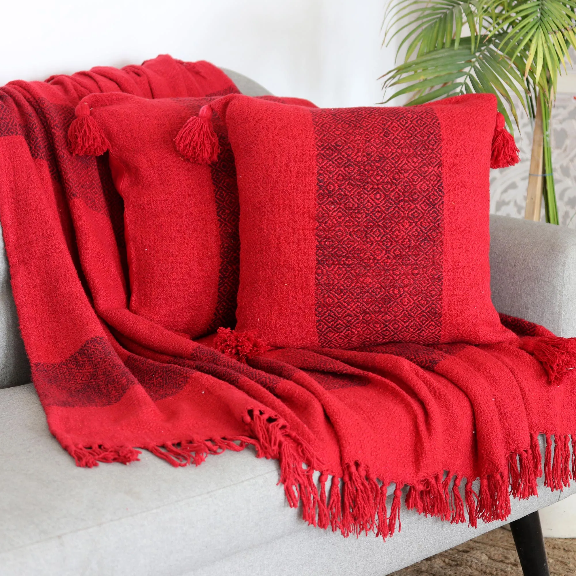 Crimson Cotton Cushion Covers  - Celebrate the Magic