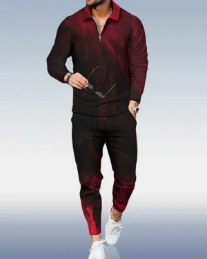 Crimson Long Sleeve Polo Suit