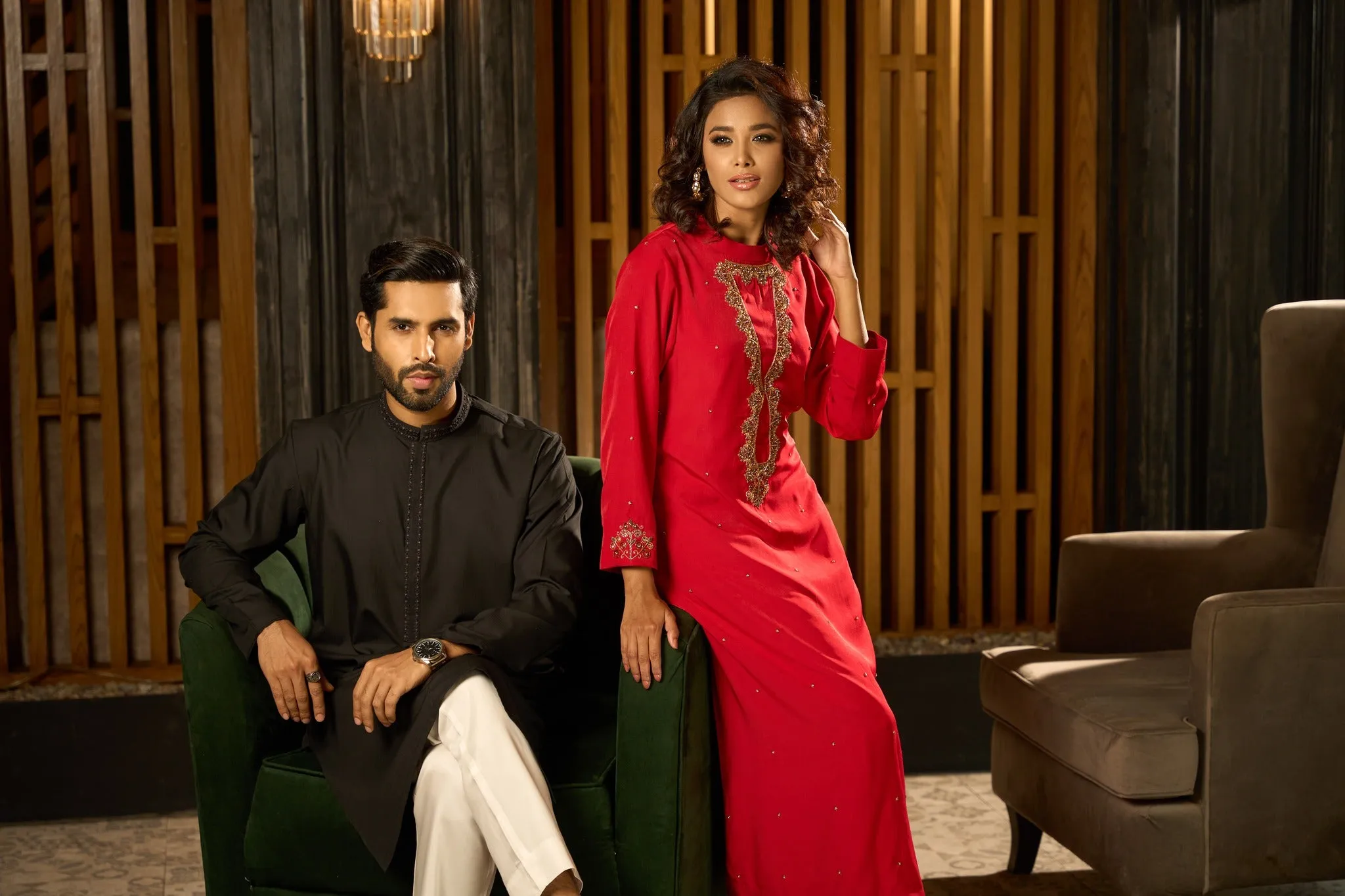 crimson red 2pcs kameez set