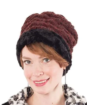 Cuffed Pillbox, Reversible (Solid or Two-Tone) - Desert Sand Faux Fur