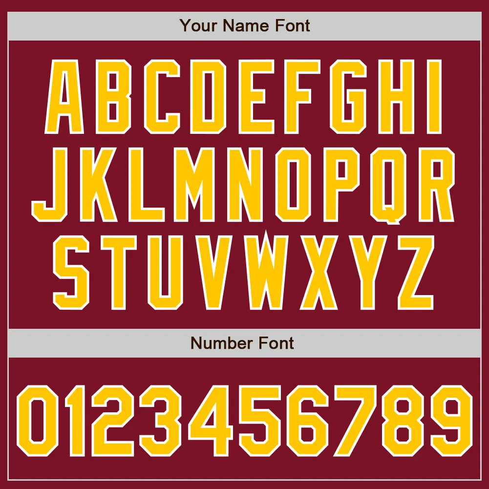 Custom Crimson Gold-Gray Authentic Split Fashion Baseball Jersey