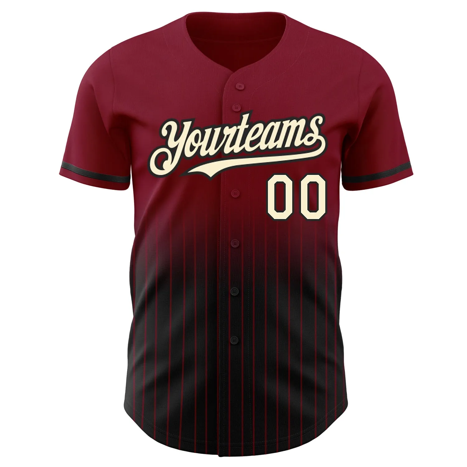 Custom Crimson Pinstripe Cream-Black Authentic Fade Fashion Baseball Jersey