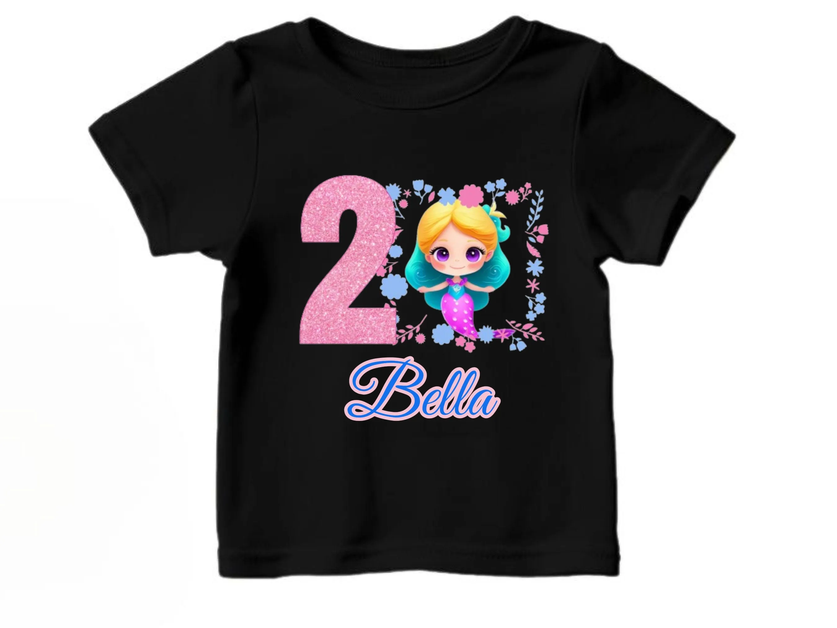 Custom Name 1st Birthday Little Girl Mermaid Baby Bodysuit Birthday Party