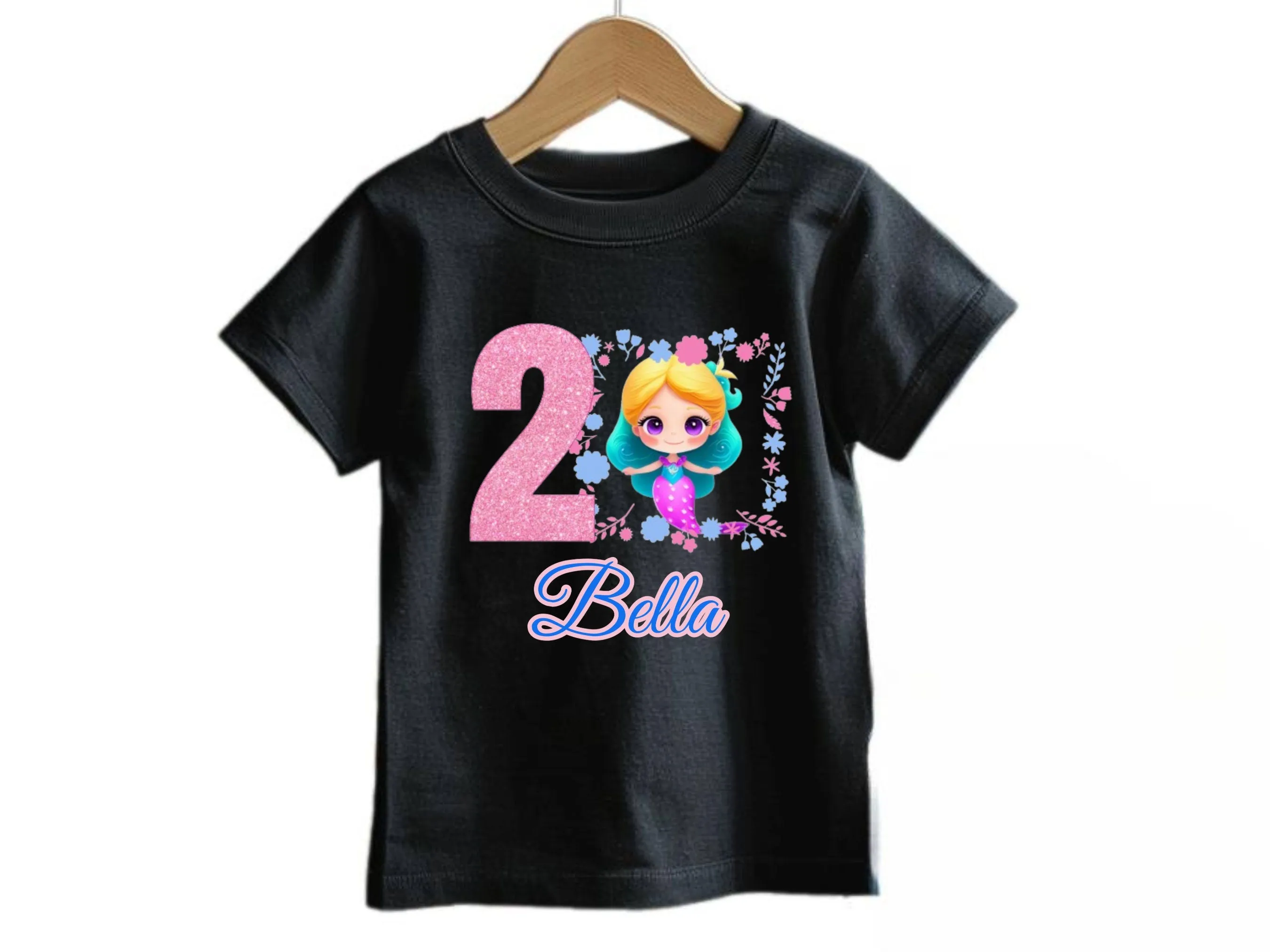 Custom Name 1st Birthday Little Girl Mermaid Baby Bodysuit Birthday Party