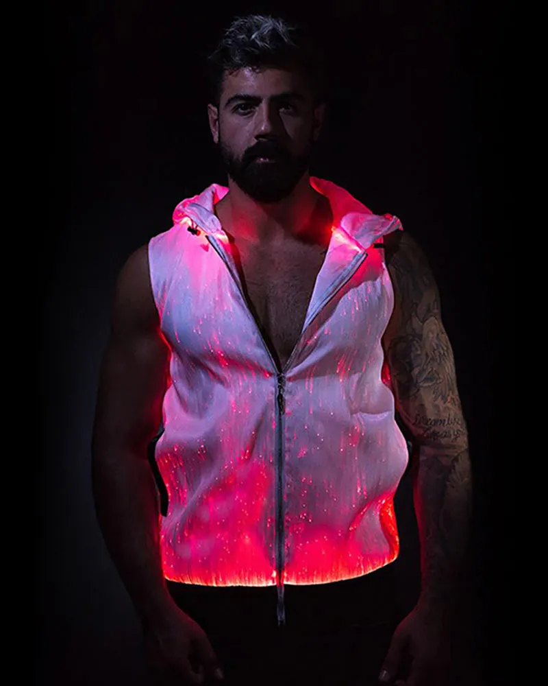 Cyberpunk Rave Clothing Luminous Hooded Vest