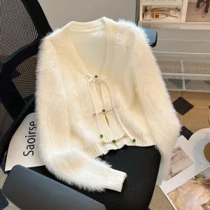 Ethnic Plate button Knitted Cardigan