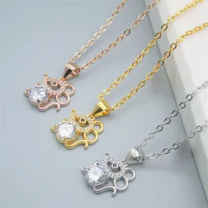 Fashion Crystal Mouse Pendant Necklaces Charm Jewelry HOS0258