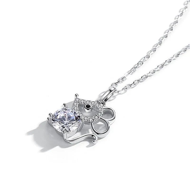 Fashion Crystal Mouse Pendant Necklaces Charm Jewelry HOS0258