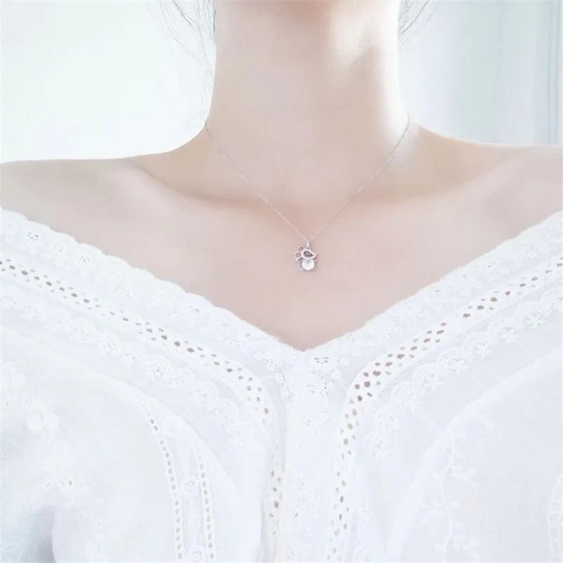 Fashion Crystal Mouse Pendant Necklaces Charm Jewelry HOS0258