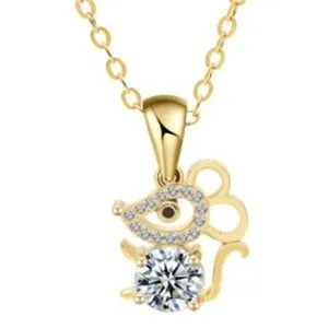 Fashion Crystal Mouse Pendant Necklaces Charm Jewelry HOS0258
