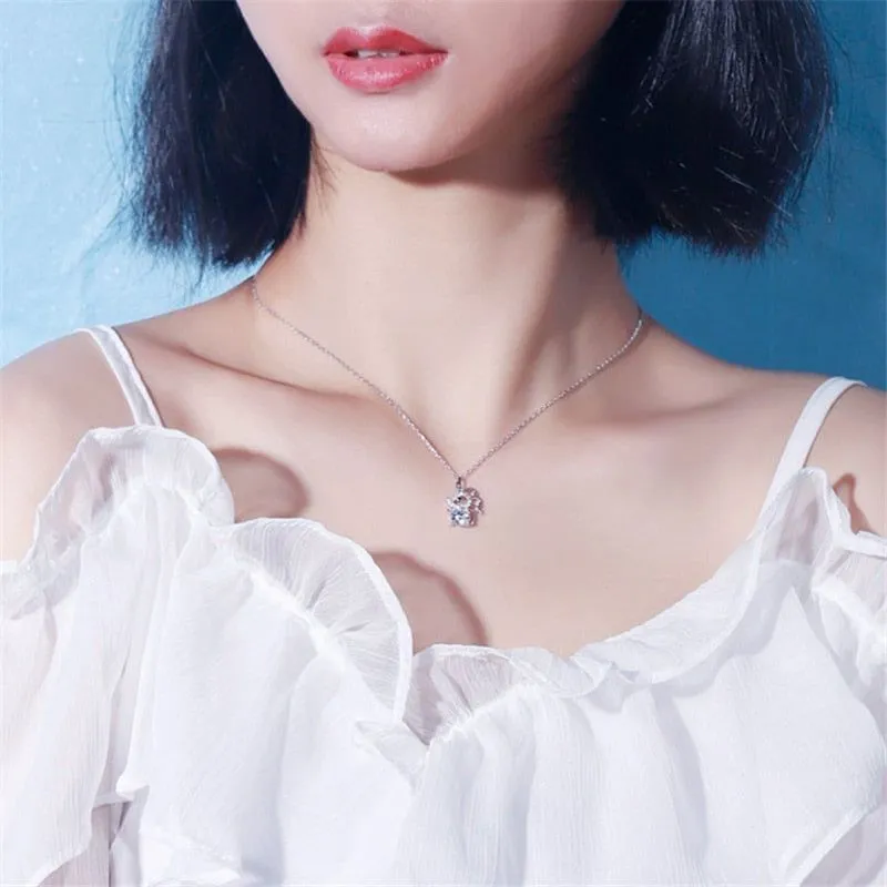 Fashion Crystal Mouse Pendant Necklaces Charm Jewelry HOS0258