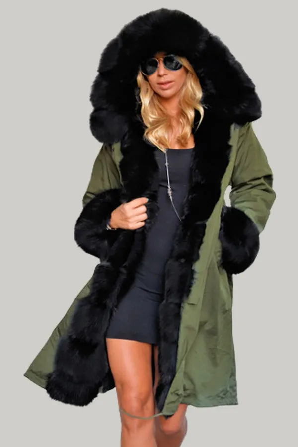 Fashion Winter Warm Fur Collar Hooded Coat