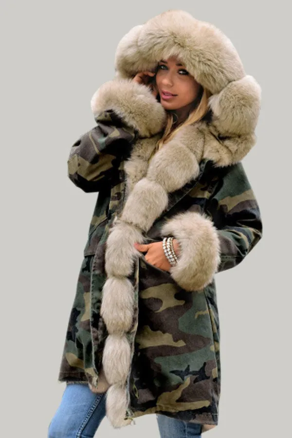 Fashion Winter Warm Fur Collar Hooded Coat