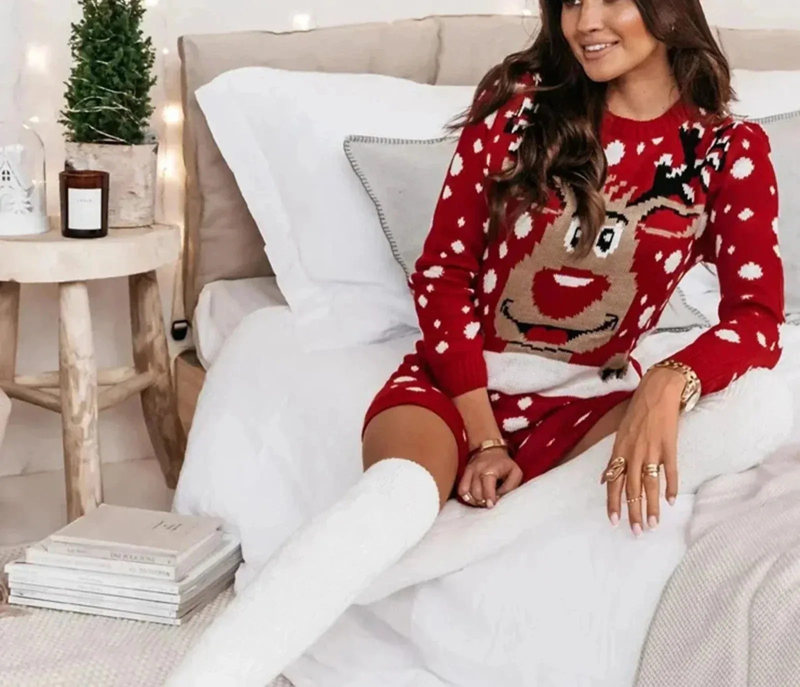 Festive Reindeer Knit Dress
