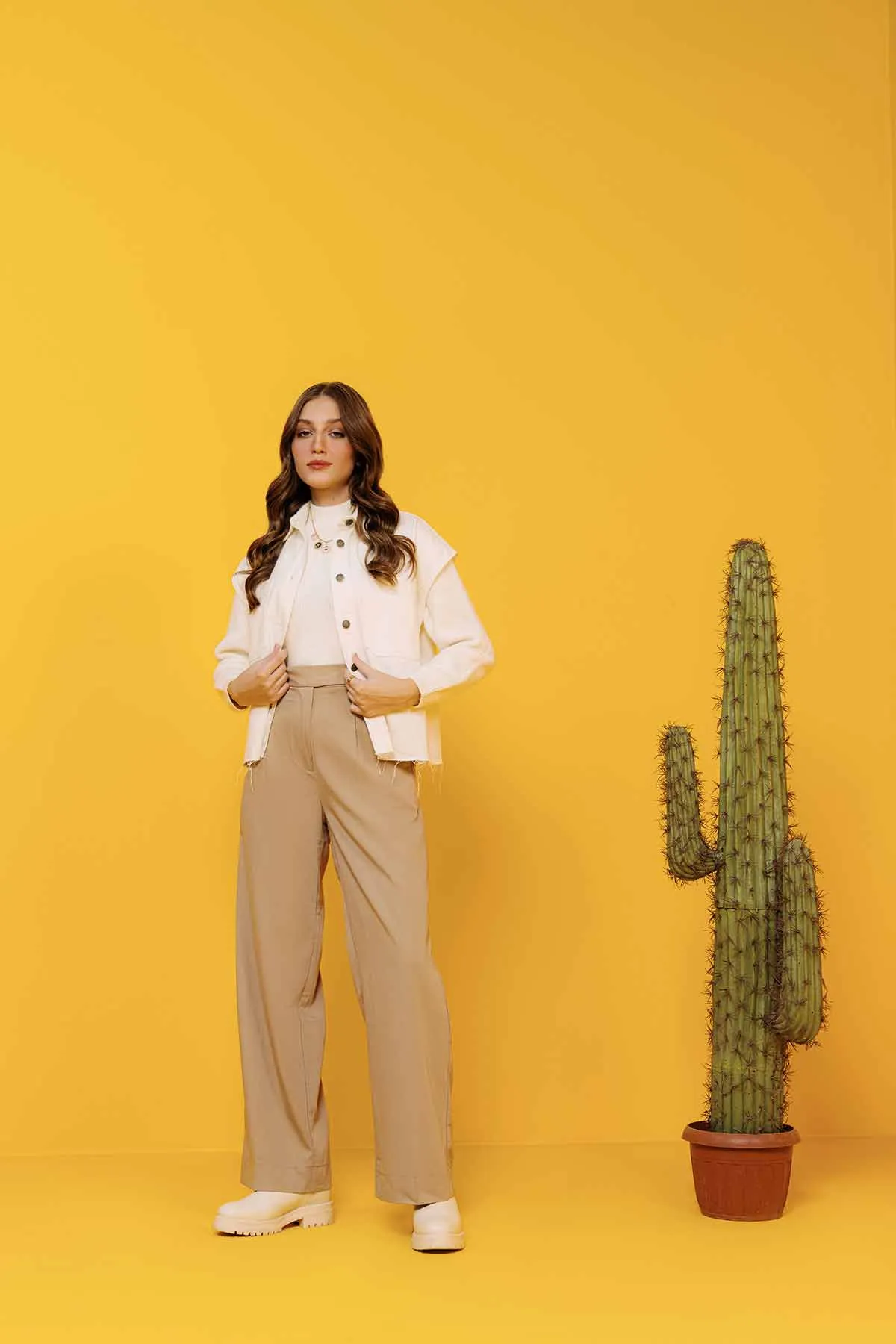 Flared Trouser For Women - Beige