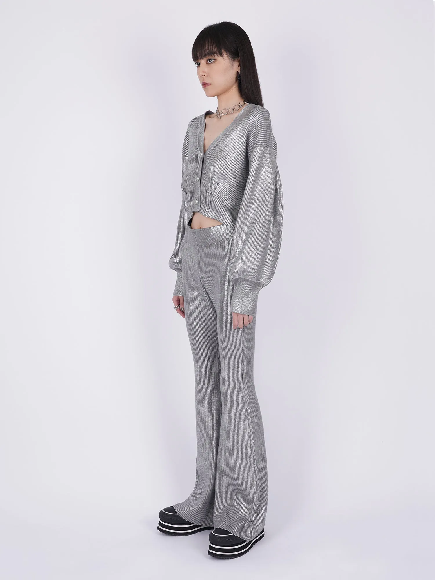 Foil Printed Flared Knit Pants