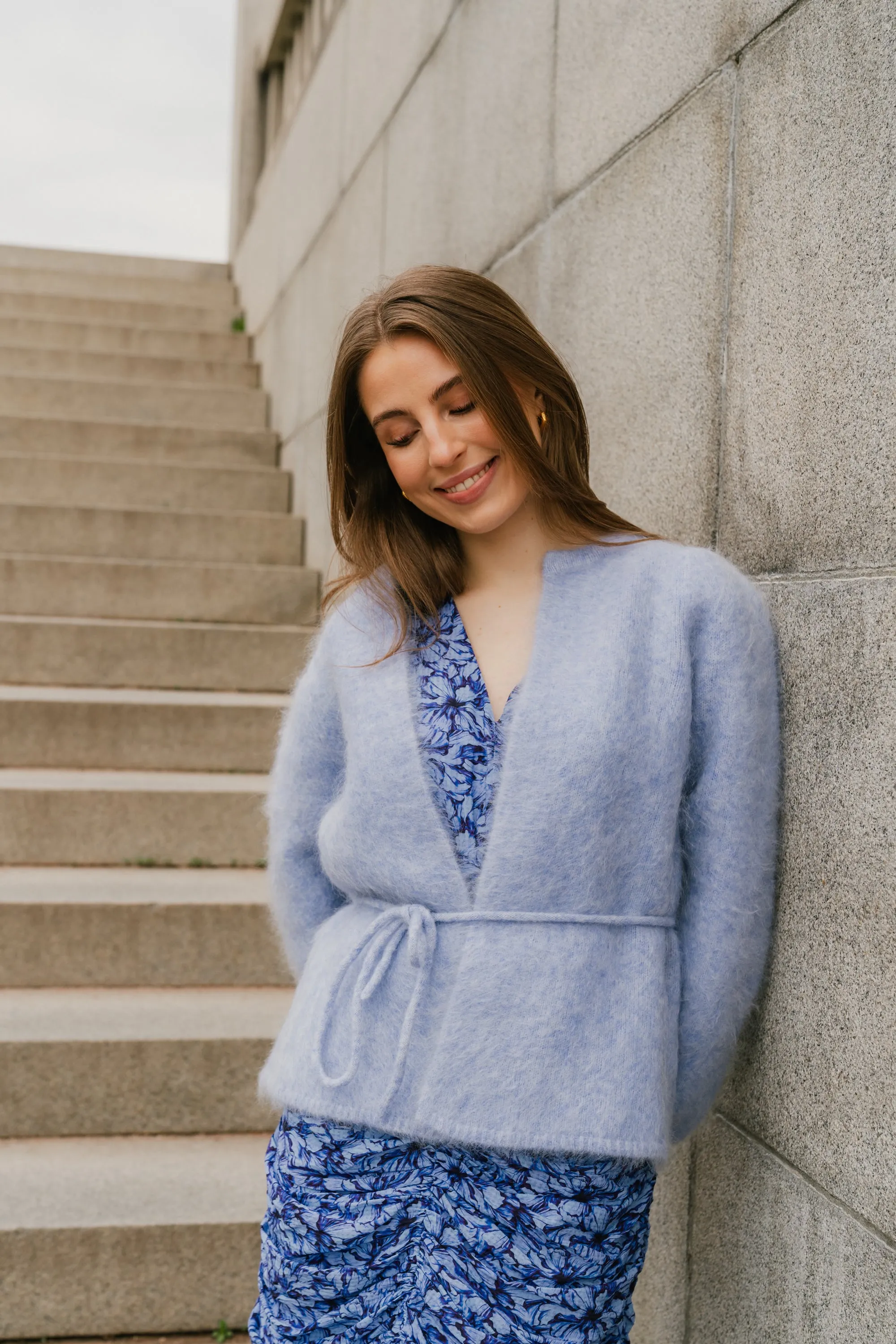Fredrikke Chunky Cardigan - Blue Melange