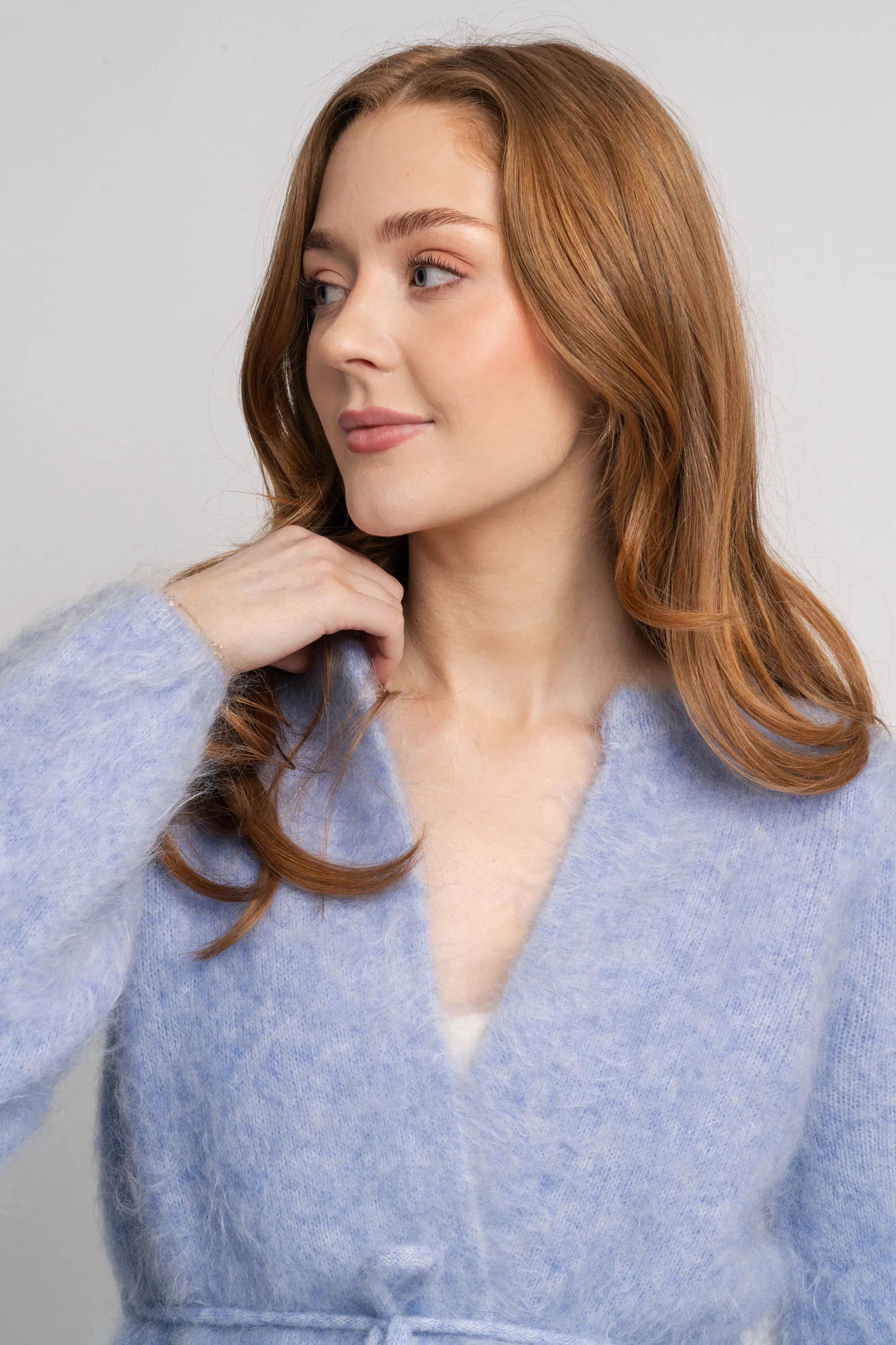 Fredrikke Chunky Cardigan - Blue Melange