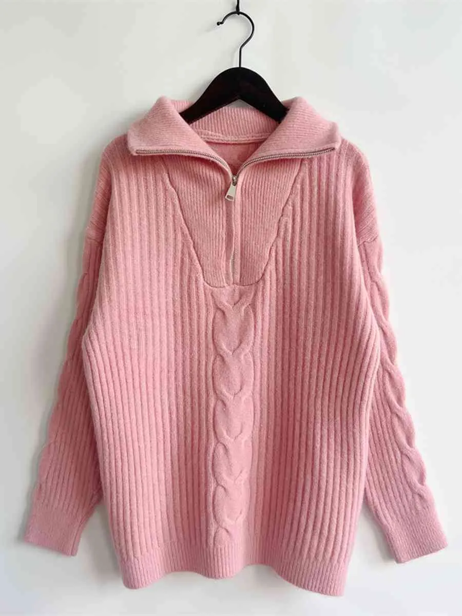 Frozy’s Day Dream Rib-Knit Half Zip Sweater