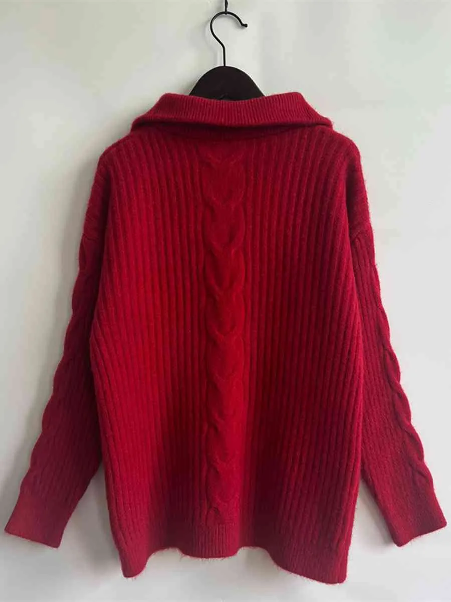 Frozy’s Day Dream Rib-Knit Half Zip Sweater