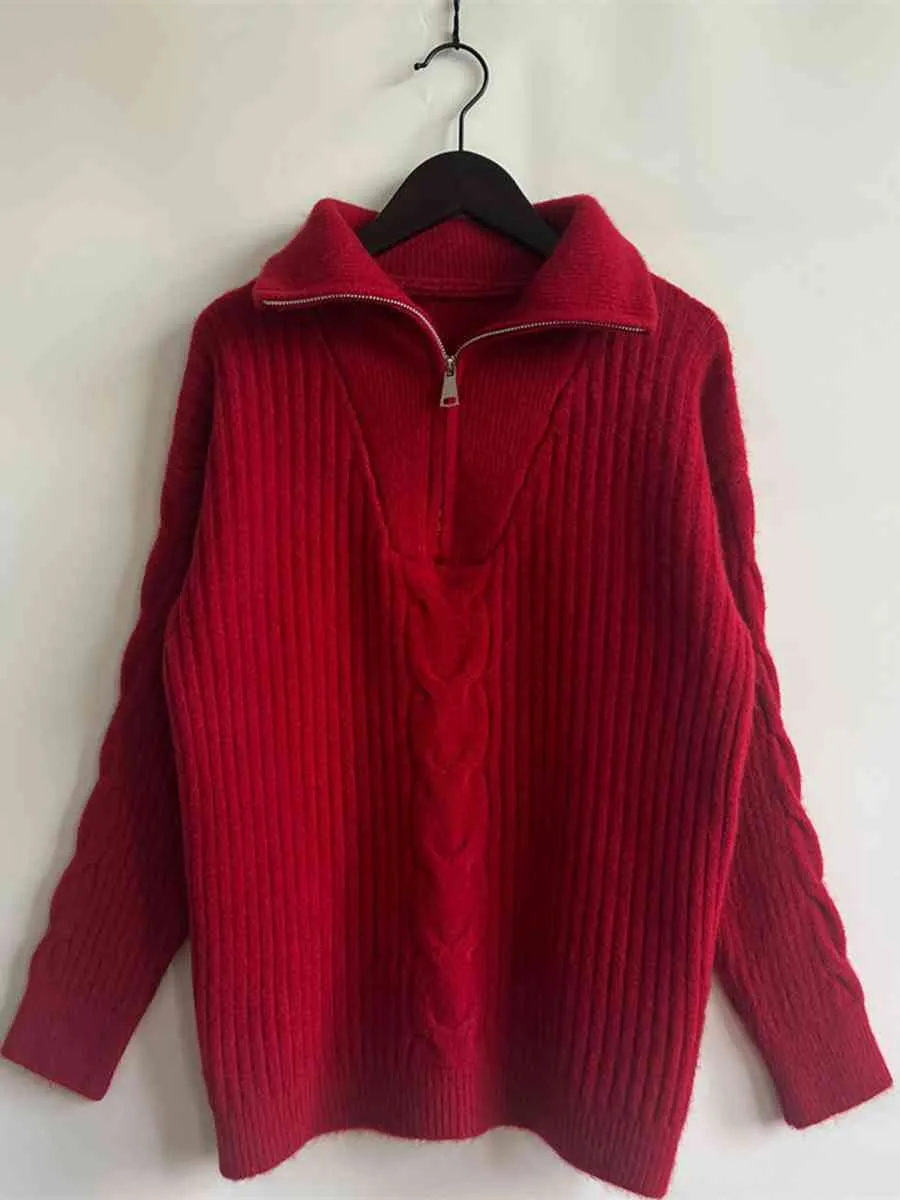 Frozy’s Day Dream Rib-Knit Half Zip Sweater