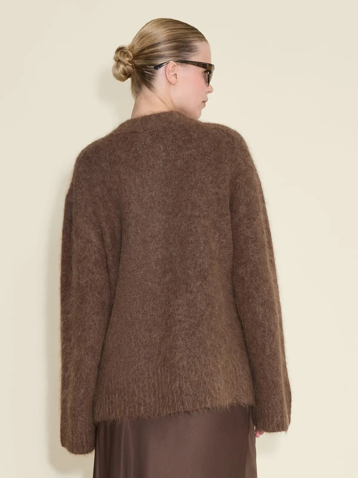 Fure Fluffy Cardigan - Dark Brown