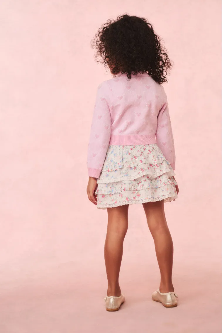 Girls Steran Cotton Heart Cardigan