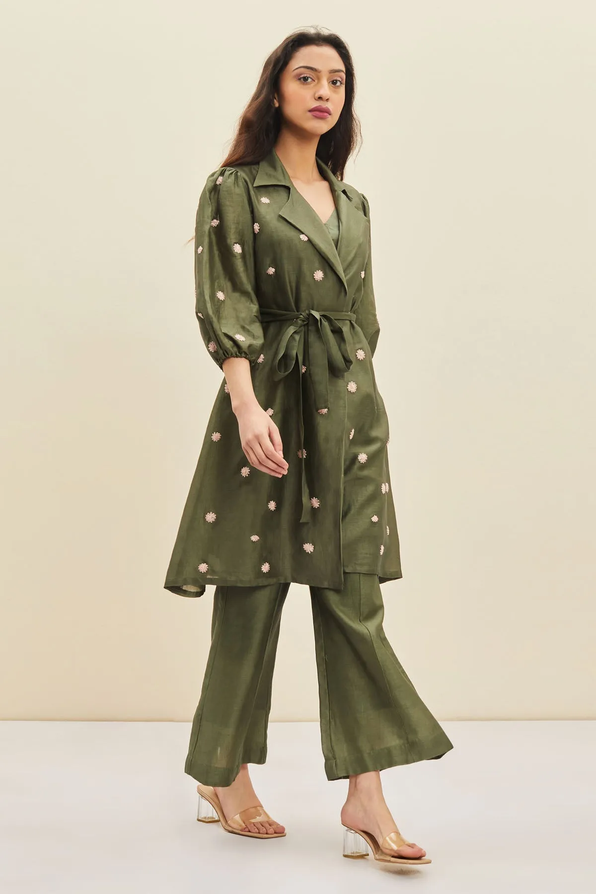 Jacket Style Floral Tunic Set