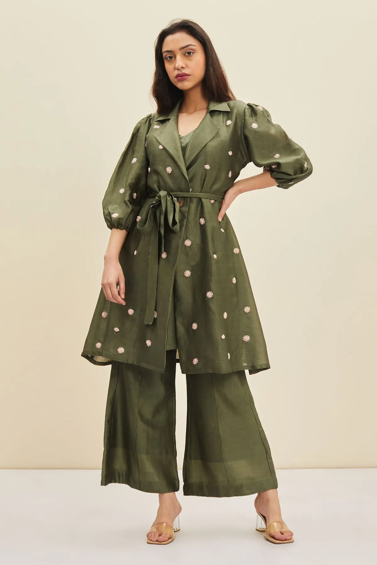 Jacket Style Floral Tunic Set
