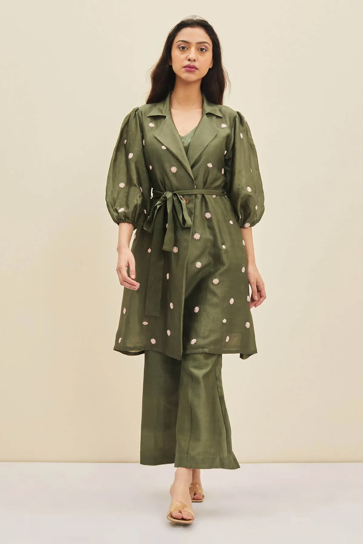 Jacket Style Floral Tunic Set