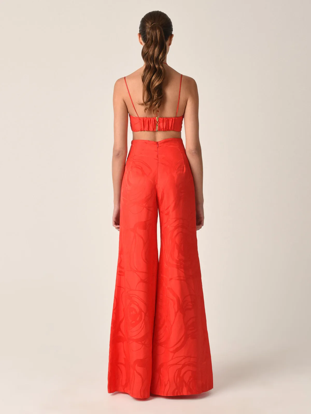 Kayla Top Crimson Jacquard