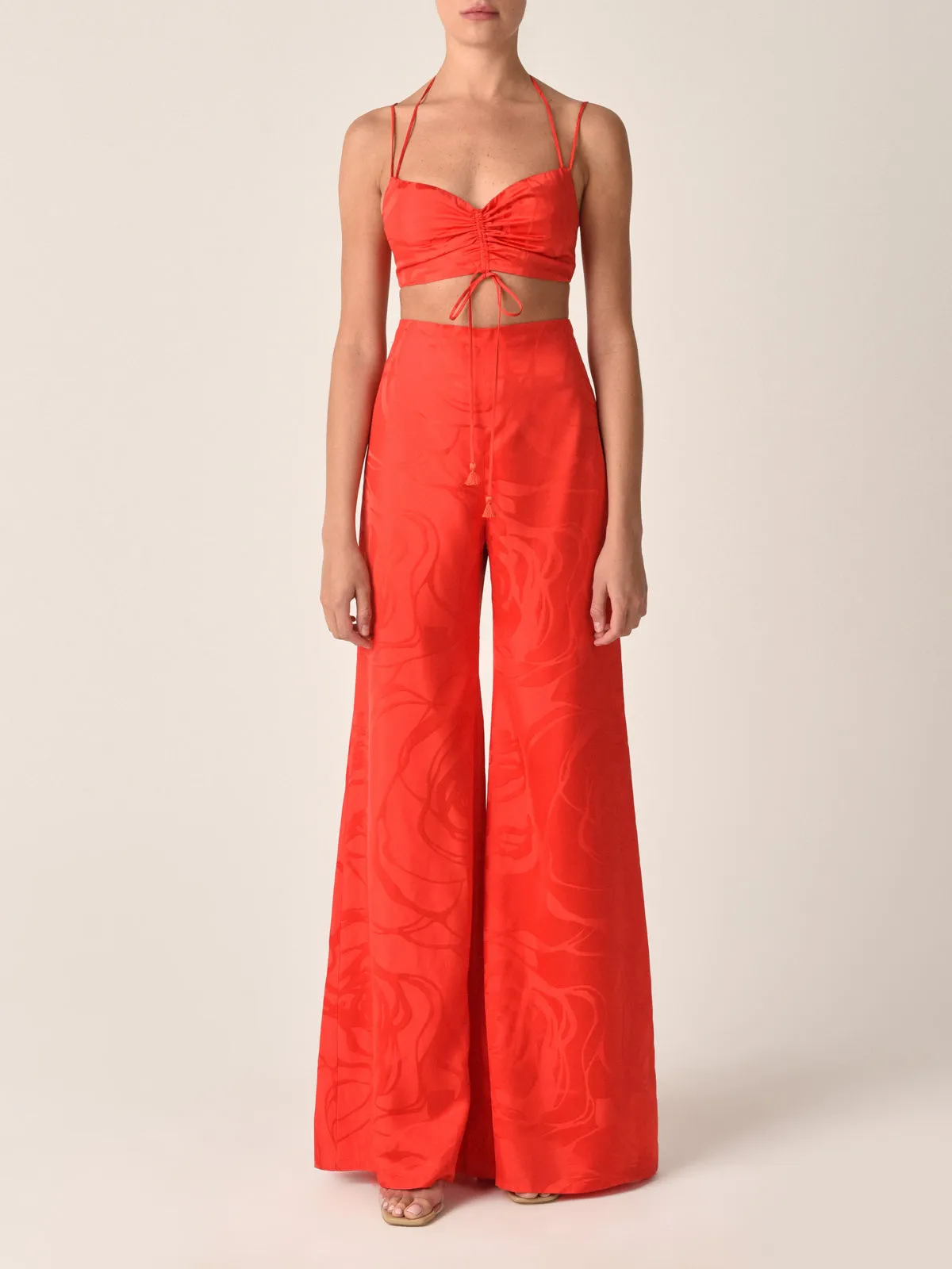 Kayla Top Crimson Jacquard