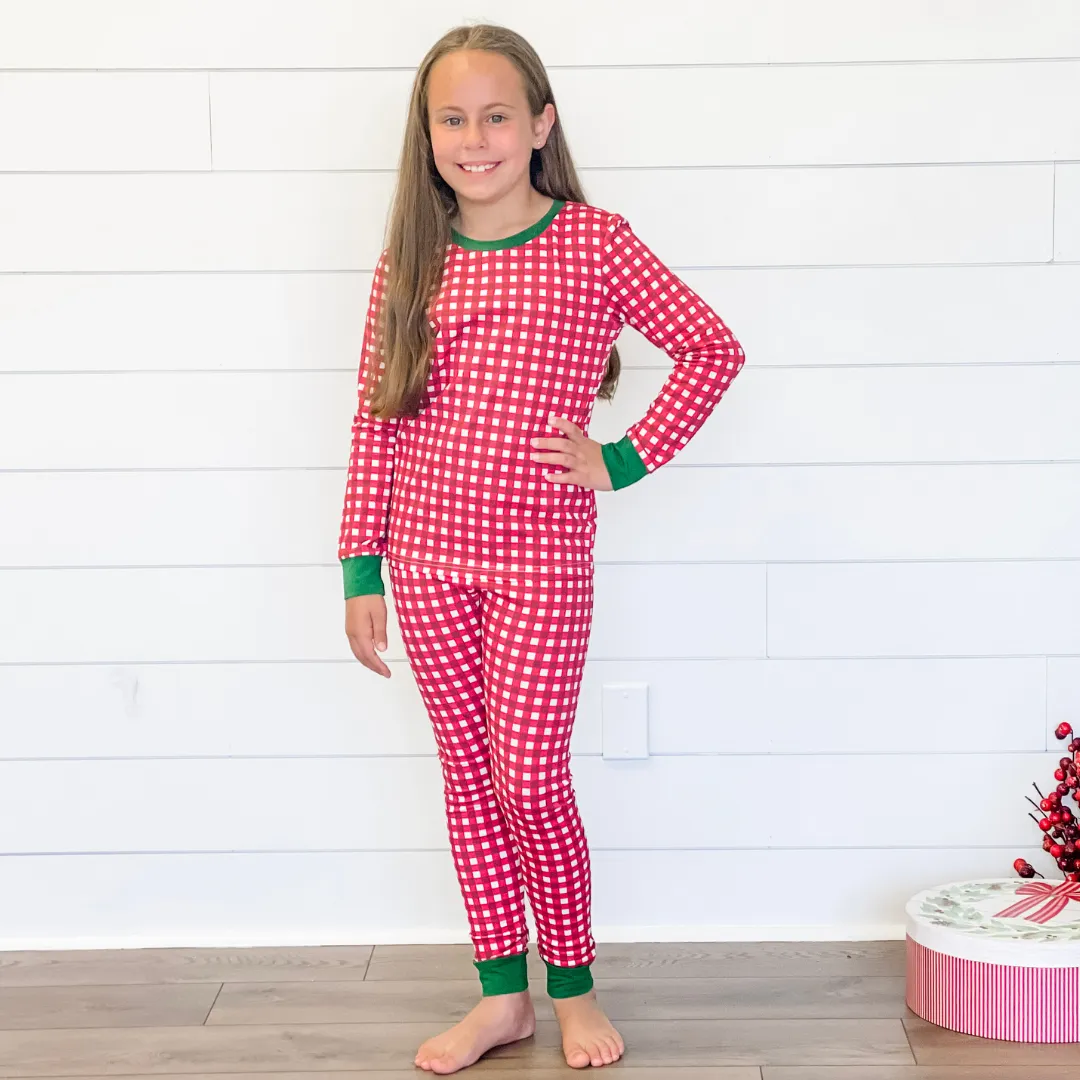 Knit Pajama Set - Crimson Check
