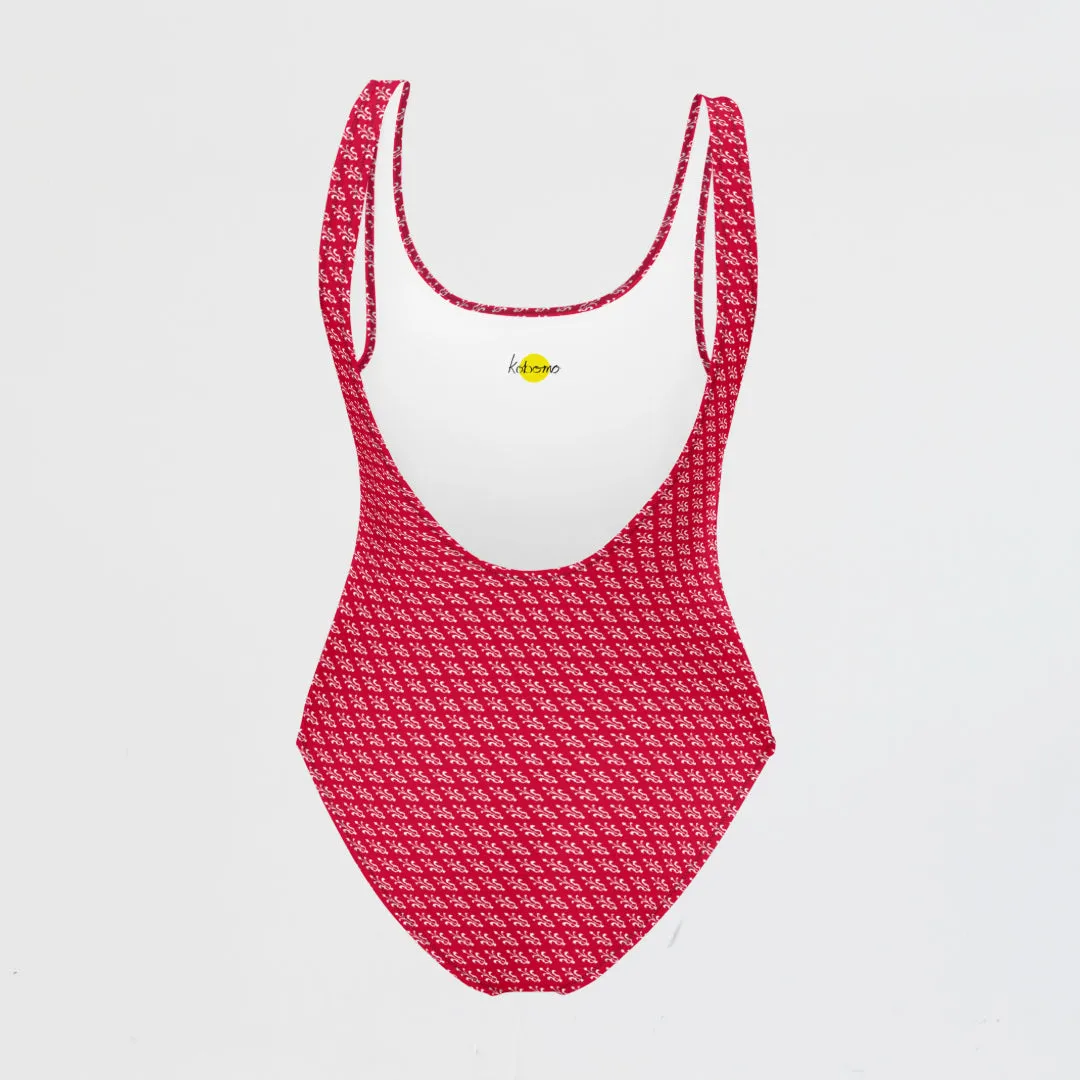 KOBOMO Fleur De Lis One-Piece Swimsuit - Crimson Red